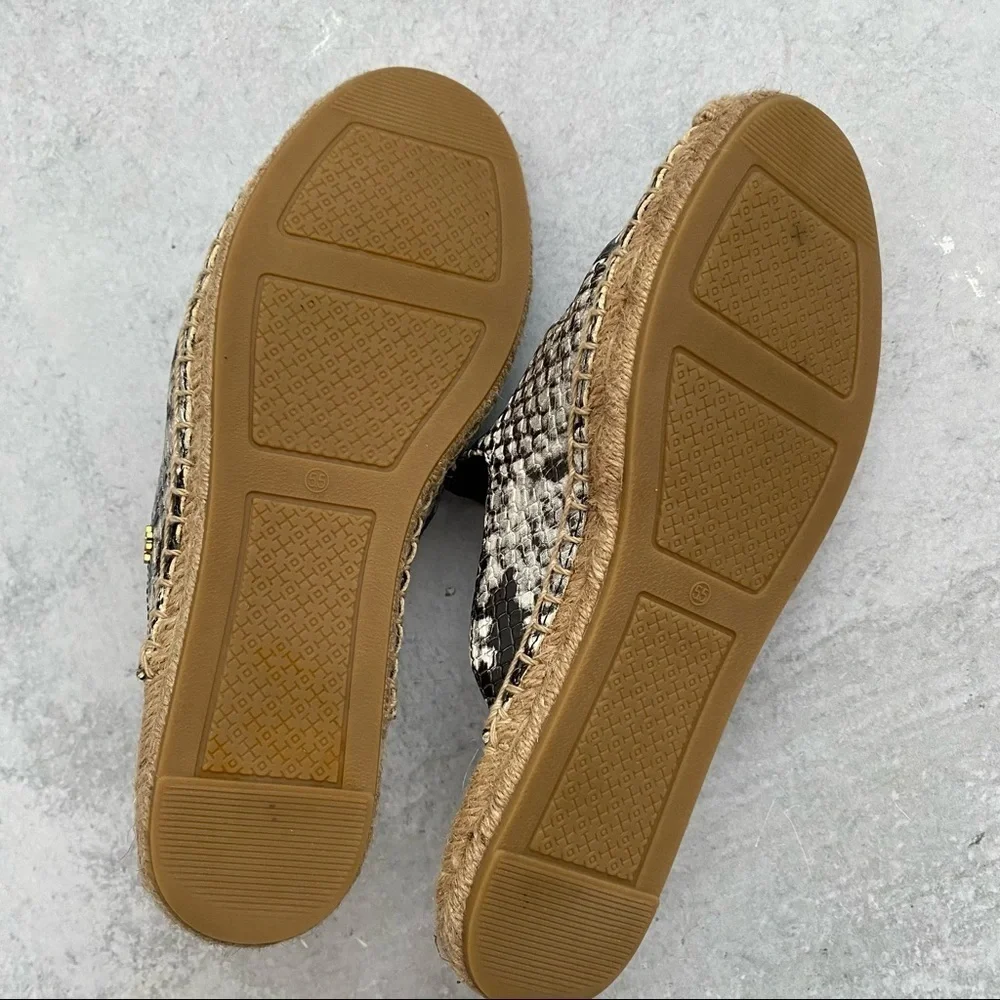 Tory Burch || Max Snake Embossed Espadrilles Slides‎ Mules Slip Ons 5.5
